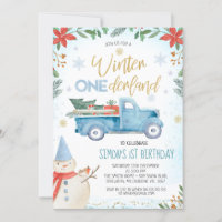 Blue Truck Poinsettia Winter Onederland Aniversári
