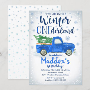 Convites Blue Truck Winter ONEderland Invitation Boy 1rua