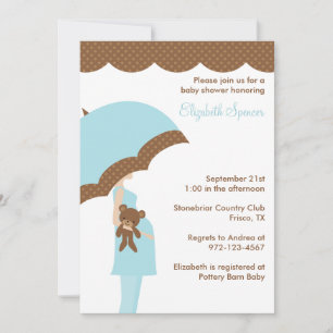 Convites Blue Umbrella Baby Shower Invants