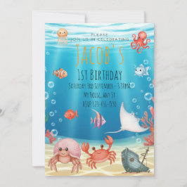 Convites Blue Under the Sea birthday
