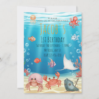 Convites Blue Under the Sea birthday