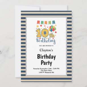 Convites Blue/Vanilla Stripes enquadrado na décima Festa de