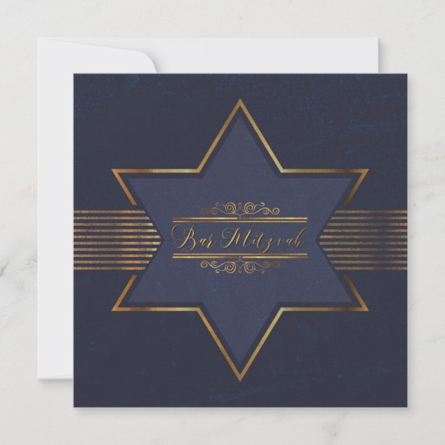 Convites Blue Velvet Bar Mitzvah Invitation (Frente)