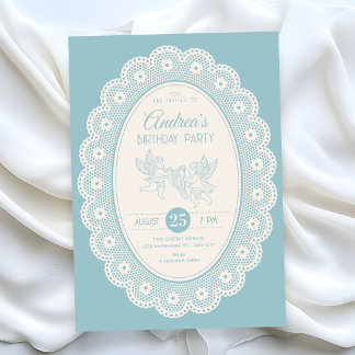 Convites Blue vintage birthday