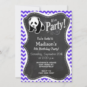 Convites Blue Violet Chevron; Panda