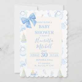 Convites Blue Watercolor Boy Baby Shower Invitation
