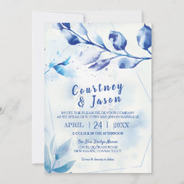 Convites Blue Watercolor Deixa Casamento Russo