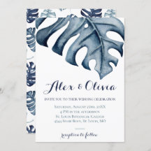 Blue Watercolor Monstera Deixa Casamento