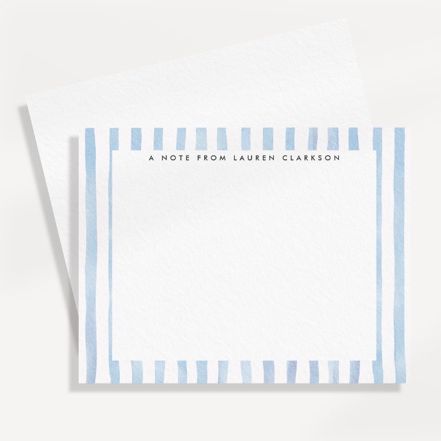 Convites Blue Watercolor Striped Stationery Note Card (Criador carregado)