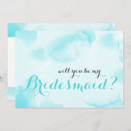 Convites Blue Watercolor Você será minha madrinha