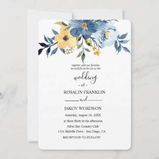 Convites blue watercolor wedding Invitation
