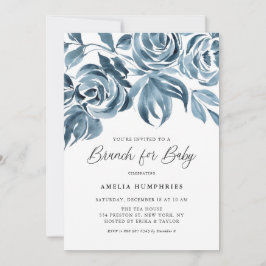 Convites Blue Watercolor Winter Rosa Brunch
