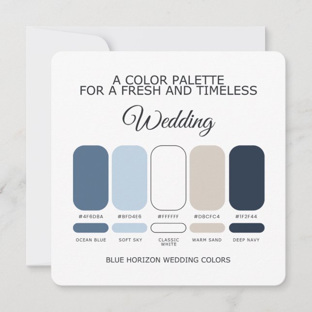 Convites Blue Wedding Color Palette for Timeless Weddings (Frente)