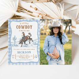 Convites Blue Western Cowboy Baby shower Invitation 