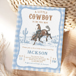 Convites Blue Western Cowboy Baby shower Invitation 