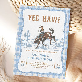 Convites Blue Western Cowboy Birthday Invitation 