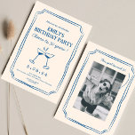 Convites Blue Whimsical Funky Cheers 30. º Aniversário<br><div class="desc">Mão Desenhada Engraçada Cerveja 30. º Aniversário</div>