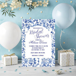Convites Blue & White Chinoiserie Bridal Shower Invitation