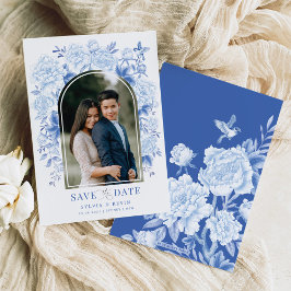 Convites Blue White Chinoiserie Peony Salve a data