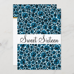 CONVITES BLUE WHITE DIAMOND PATTERN SWEET SIXTEEN PARTY