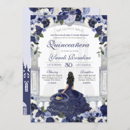 Convites Blue White Elegante Charro Princess Quinceanera