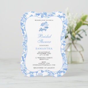 Convites Blue White Floral Roses Chinoiserie Festa de Noiva