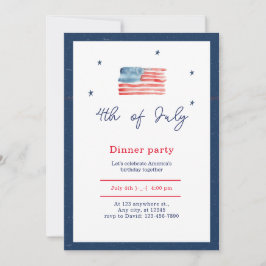 Convites Blue White Red Minimalist 4º de julho do Partido J