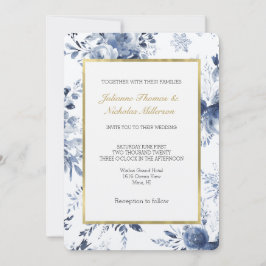 Convites Blue White Romantic Floral Wedding