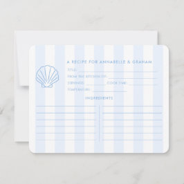Convites Blue White Shell Beachy Bridal Shower Recipe Card
