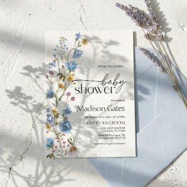 Convites Blue Wildflower Baby Shower Invitation 