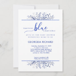 Convites Blue Wildflower Border Something Blue Baby Shower