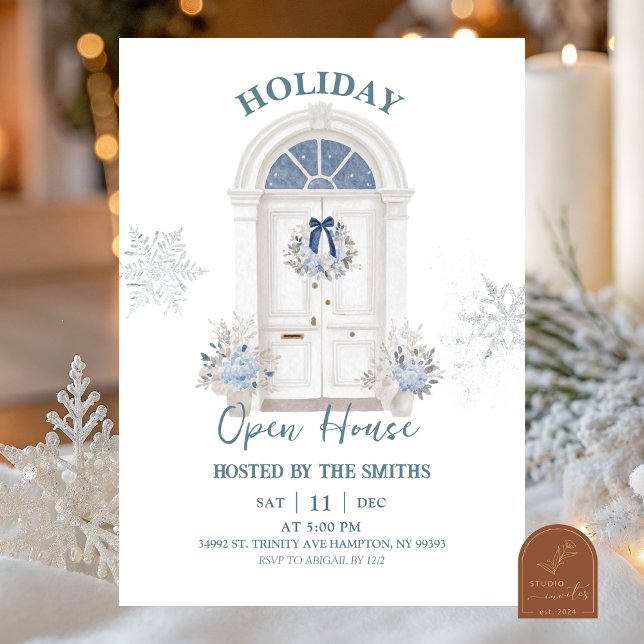 Convites Blue Winter Christmas Holiday Open House (Criador carregado)