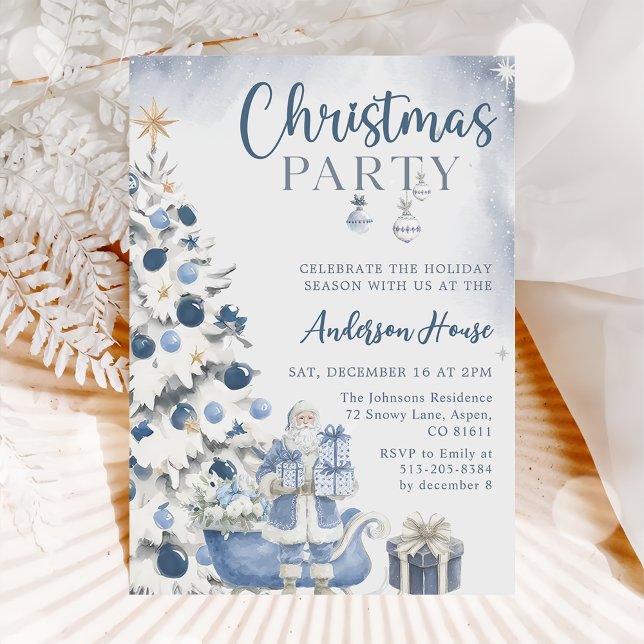 Convites Blue Winter Christmas Party Invitation (Criador carregado)