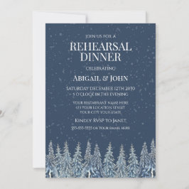Convites Blue Winter Forest Rustic Rehearsal Dinner