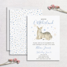 Blue Winter ONEderland Deer Baby's primeiro aniver