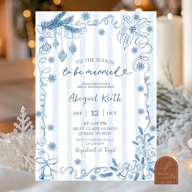 Convites Blue Winter Snow in Love Bridal Shower (Criador carregado)