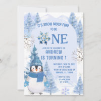 Blue Winter Snow Muito Divertido Primeiro Aniversá