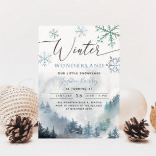 Convites Blue Winter Wonderland Boy Birthday