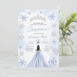 Convites Blue Winter Wonderland Snowflake Quinceanera