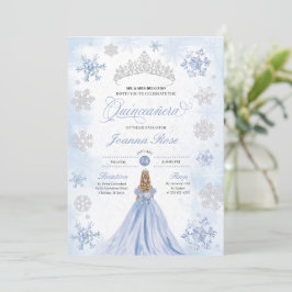 Convites Blue Winter Wonderland Snowflake Quinceanera