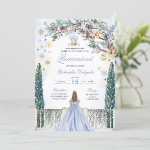 Convites Blue Winter Wonderland Snowflake Quinceanera
