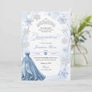 Convites Blue Winter Wonderland Snowflake Quinceanera