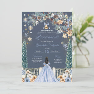 Convites Blue Winter Wonderland Snowflake Quinceanera
