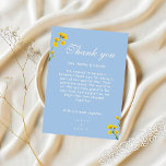 Convites Blue & Yellow buttercup thank you card<br><div class="desc">Celebrate your love with this soft and romantic blue and yellow wildflower wedding invitation. Featuring delicate buttercup florals against a dusty blue background, this design blends rustic charm with timeless elegance. Perfect for spring and summer weddings, garden ceremonies, countryside venues, and cottagecore-inspired celebrations. The airy layout and hand-painted floral accents...</div>