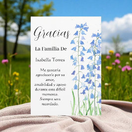 Convites Bluebeldes Espanhol Morte Floral Funeral Obrigado