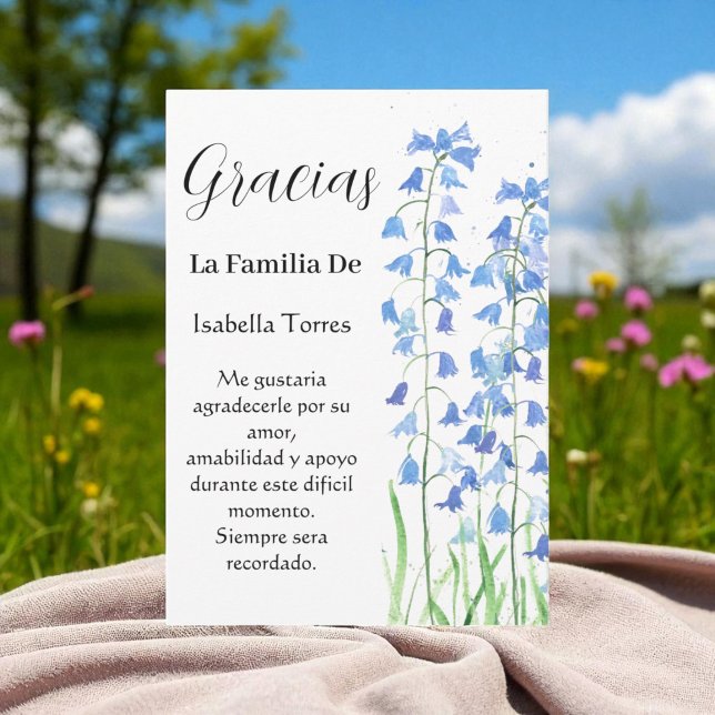 Convites Bluebeldes Espanhol Morte Floral Funeral Obrigado (Criador carregado)