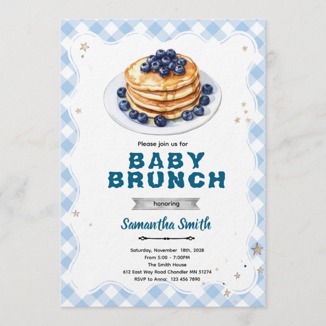 Convites Blueberry Baby Brunch Baby Shower Invitation (Frente)