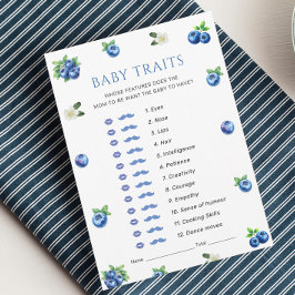 Convites Blueberry Baby Shower Baby Traits Game Card