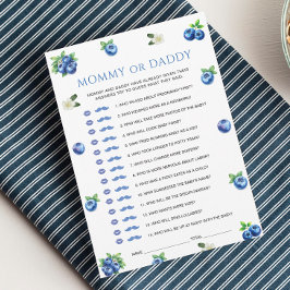 Convites Blueberry Baby Shower Mommy or Daddy Game Card