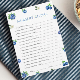 Convites Blueberry Baby Shower Nursery Rhyme Game Card
